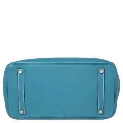 Hermes Bleu Jean Fjord Leather Birkin 35 Bag