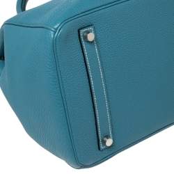 Hermes Bleu Jean Fjord Leather Birkin 35 Bag