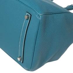 Hermes Bleu Jean Fjord Leather Birkin 35 Bag
