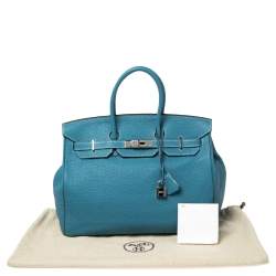 Hermes Bleu Jean Fjord Leather Birkin 35 Bag