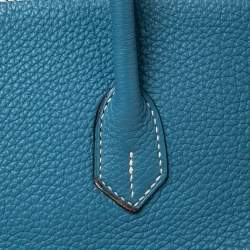 Hermes Bleu Jean Fjord Leather Birkin 35 Bag