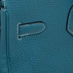 Hermes Bleu Jean Fjord Leather Birkin 35 Bag