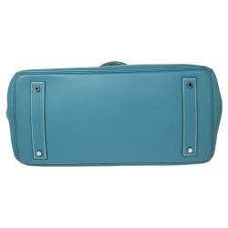 Pre Owned Hermes Bleu Jean Togo Leather Palladium Plated JPG Birkin 42