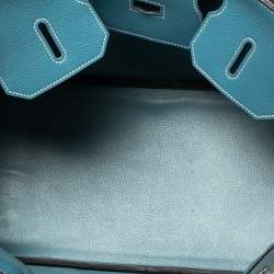 Pre Owned Hermes Bleu Jean Togo Leather Palladium Plated JPG Birkin 42
