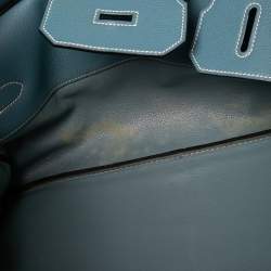 Pre Owned Hermes Bleu Jean Togo Leather Palladium Plated JPG Birkin 42