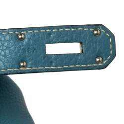 Pre Owned Hermes Bleu Jean Togo Leather Palladium Plated JPG Birkin 42