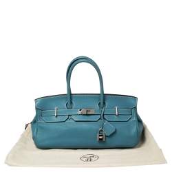 Pre Owned Hermes Bleu Jean Togo Leather Palladium Plated JPG Birkin 42