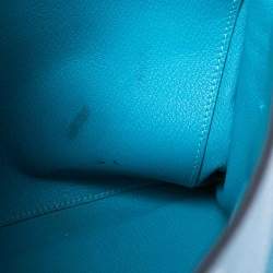 Hermes Bleu Jean Togo Leather Palladium Finish Kelly Retourne 35 Bag