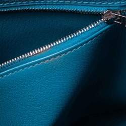 Hermes Bleu Jean Togo Leather Palladium Finish Kelly Retourne 35 Bag