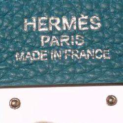 Hermes Bleu Jean Togo Leather Palladium Finish Kelly Retourne 35 Bag