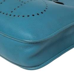Pre Owned Hermes Bleu Jean Togo Leather Evelyne I GM Bag