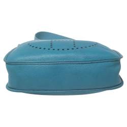 Pre Owned Hermes Bleu Jean Togo Leather Evelyne I GM Bag