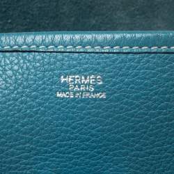 Pre Owned Hermes Bleu Jean Togo Leather Evelyne I GM Bag