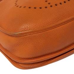 Pre Owned Hermes Orange Taurillon Clemence Leather Evelyne III PM Bag