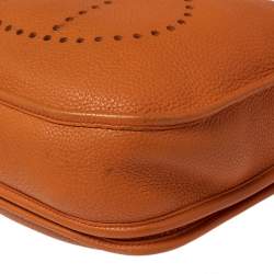Pre Owned Hermes Orange Taurillon Clemence Leather Evelyne III PM Bag