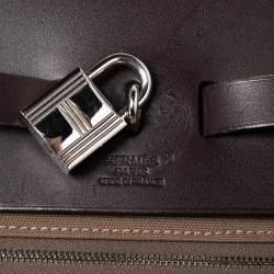 Pre Owned Hermés Ebene/Taupe Canvas and Leather Herbag Zip 39 Bag
