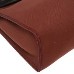 Pre Owned Hermes Rouge H/Ebene Canvas and Leather Herbag Zip 31 Bag