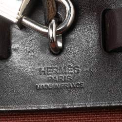 Pre Owned Hermes Rouge H/Ebene Canvas and Leather Herbag Zip 31 Bag