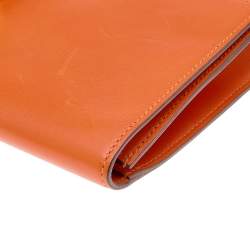 Pre Owned Hermes Orange Box Leather Medor 29 Clutch