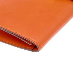 Pre Owned Hermes Orange Box Leather Medor 29 Clutch