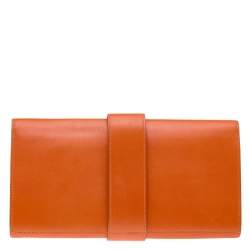 Pre Owned Hermes Orange Box Leather Medor 29 Clutch
