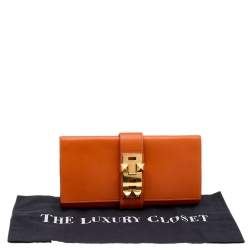 Pre Owned Hermes Orange Box Leather Medor 29 Clutch