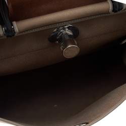 Pre Owned Hermes Etoupe/Ebene Canvas and Leather Herbag Zip 31 Bag