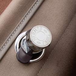 Pre Owned Hermes Etoupe/Ebene Canvas and Leather Herbag Zip 31 Bag