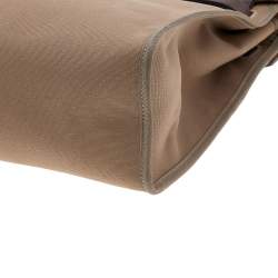Pre Owned Hermes Etoupe/Ebene Canvas and Leather Herbag Zip 31 Bag
