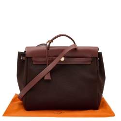 Pre Owned Hermes Cacao Canvas and Leather Herbag 2-in-1 MM Bag