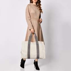 Pre Owned Hermes Off White/Grey Canvas Fourre Tout Tote