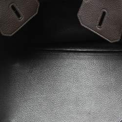 Hermes Chocolate Clemence Leather Palladium Plated Birkin 35 Bag