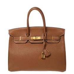 Hermes Cobalt Togo Leather Gold Plated Birkin 35 Bag Hermes