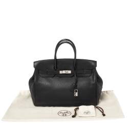 Hermes Black Togo Leather Palladium Plated Birkin 35 Bag