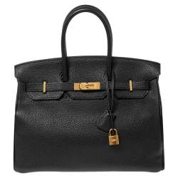 Pre Owned Hermès Black Togo Leather Gold Plated Birkin 35 Bag