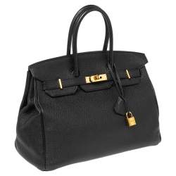 Pre Owned Hermès Black Togo Leather Gold Plated Birkin 35 Bag