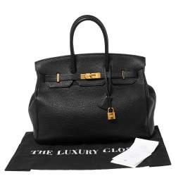 Pre Owned Hermès Black Togo Leather Gold Plated Birkin 35 Bag