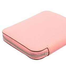 Pre Owned Hermes Rose Confetti Epsom Leather Silk'in Compact Wallet