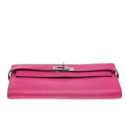 Hermés Rose Shocking Chevre Mysore Leather Kelly Wallet