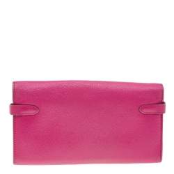 Hermés Rose Shocking Chevre Mysore Leather Kelly Wallet