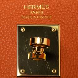 Hermes Orange Togo Leather Gold Plated Kelly Retourne 35 Bag