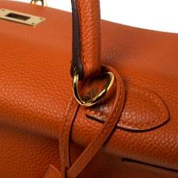 Hermes Orange Togo Leather Gold Plated Kelly Retourne 35 Bag
