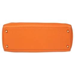 Hermes Orange Togo Leather Gold Plated Kelly Retourne 35 Bag