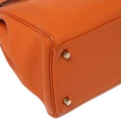 Hermes Orange Togo Leather Gold Plated Kelly Retourne 35 Bag