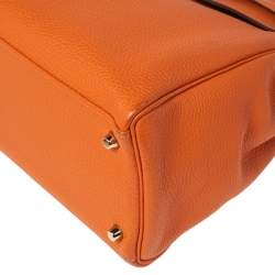 Hermes Orange Togo Leather Gold Plated Kelly Retourne 35 Bag