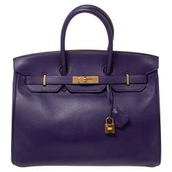 Hermès Ultraviolet Swift Leather Gold Plated Birkin 35 Bag