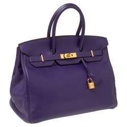 Hermès Ultraviolet Swift Leather Gold Plated Birkin 35 Bag