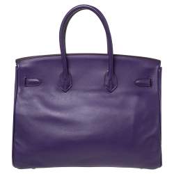 Hermès Ultraviolet Swift Leather Gold Plated Birkin 35 Bag
