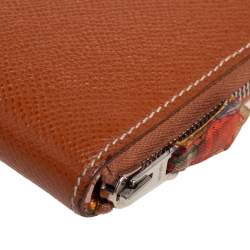 Pre Owned Hermes Gold Epsom Leather Silk'in Zip Around Wallet