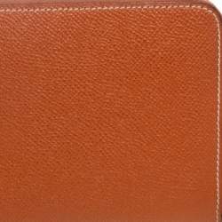 Pre Owned Hermes Gold Epsom Leather Silk'in Zip Around Wallet